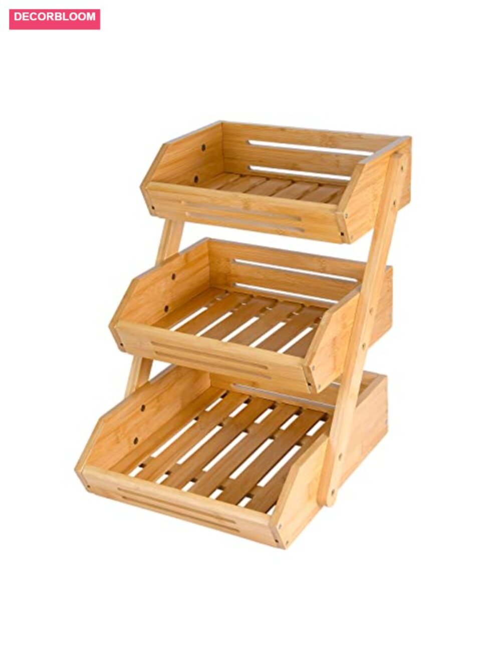 3-Tier Bamboo Fruit Basket for Kitchen - 16" Tall Produce Stand